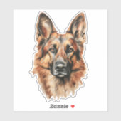 German Shepherd Watercolor Portrait Sticker シール (シート)