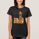 German Shepherd Wearing Hat With Coffee Cups Fall  Tシャツ (正面)
