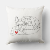 German Shepherd with Ball Line Art with Name クッション (裏面)