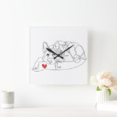 German Shepherd with Ball Line Art with Name スクエア壁時計 (ホーム)