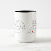 German Shepherd with Ball Line Art with Name マグカップ (中央)