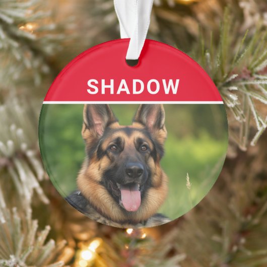 German Shepherd with Dog's Name Photo Christmas オーナメント (ツリー)