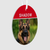 German Shepherd with Dog's Name Photo Christmas オーナメント (正面)