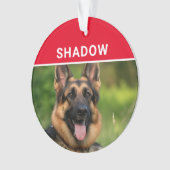 German Shepherd with Dog's Name Photo Christmas オーナメント (正面)