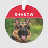 German Shepherd with Dog's Name Photo Christmas オーナメント (正面)
