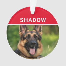 German Shepherd with Dog's Name Photo Christmas オーナメント