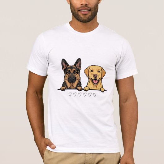 German Shepherd & Yellow Lab for dog lovers Tシャツ (正面)
