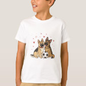 German Shepherds with Soccer Ball for Valentine's  Tシャツ (正面)