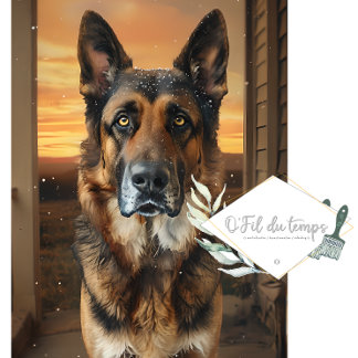 German Sheppard on a porch - Decoupage Paper 薄葉紙