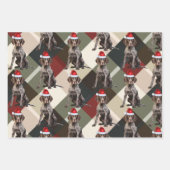 German Shorthair Pointer Christmas Dog Plaid ラッピングペーパーシート (正面2)