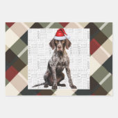 German Shorthair Pointer Christmas Dog Plaid ラッピングペーパーシート (正面)