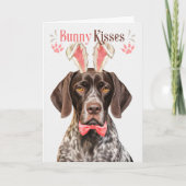 German Shorthair Pointer Dog Bunny Ears for Easter シーズンカード (正面)