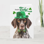 German Shorthair Pointer Lucky St Patrick's Day シーズンカード (正面)