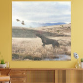 German Shorthaired Pointer狩りquail, Art キャンバスプリント (インサイチュ (リビング))