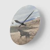 German Shorthaired Pointer狩りquail, Art ラウンド壁時計 (傾斜)
