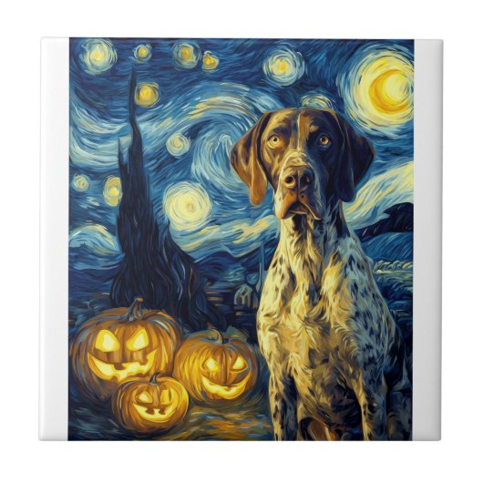 German Shorthaired Pointer 1 Cute Dog Halloween Ja タイル (正面)