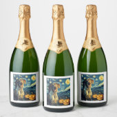 German Shorthaired Pointer 2 Cute Dog Halloween Ja スパークリングワインラベル (ボトル)