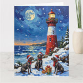 German Shorthaired Pointer Christmas Lighthouse カード (正面)
