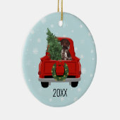 German Shorthaired Pointer Christmas Red Truck セラミックオーナメント (右)