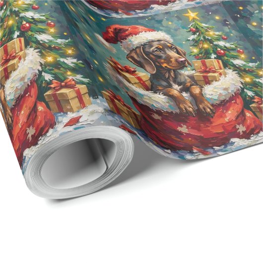 German Shorthaired Pointer Christmas Santa Bag ラッピングペーパー (ロールコーナー)