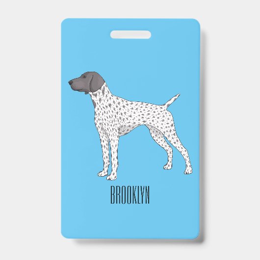 German Shorthaired Pointer dog cartoon バッジ (正面)