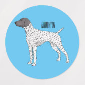 German Shorthaired Pointer dog cartoon  ラベル (デザイン2)