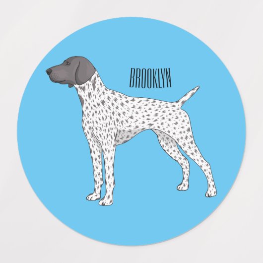 German Shorthaired Pointer dog cartoon  ラベル (デザイン2)
