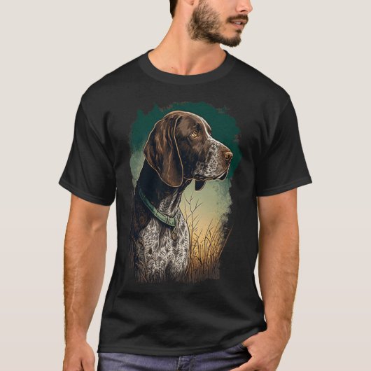 German Shorthaired Pointer Dog Portrait Tie and Dy Tシャツ (正面)