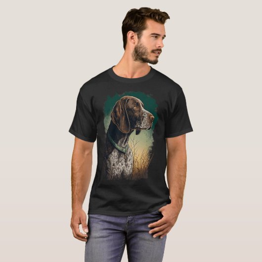 German Shorthaired Pointer Dog Portrait Tie and Dy Tシャツ (正面フル)