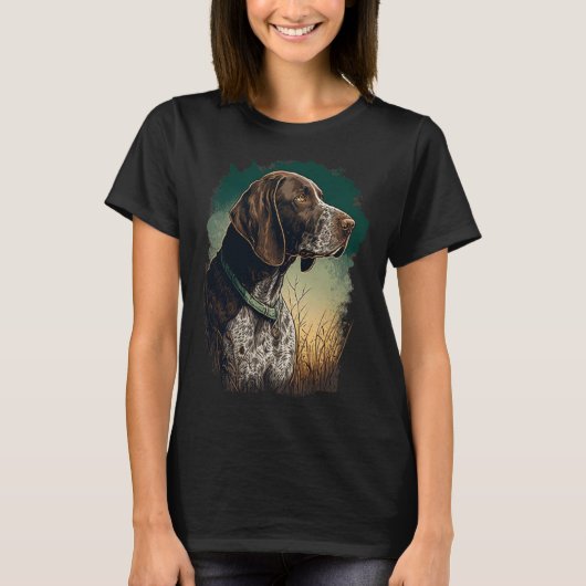 German Shorthaired Pointer Dog Portrait Tie and Dy Tシャツ (正面)