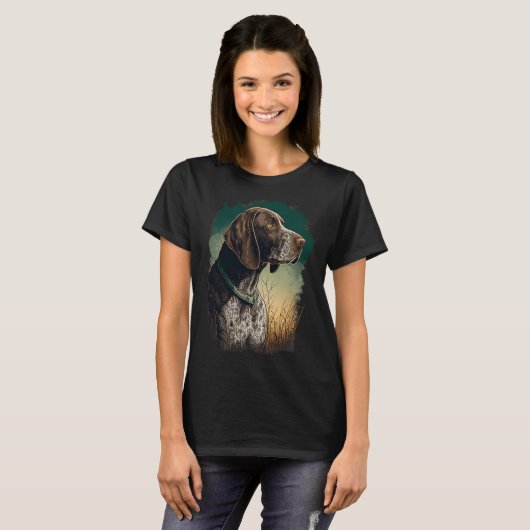 German Shorthaired Pointer Dog Portrait Tie and Dy Tシャツ (正面フル)