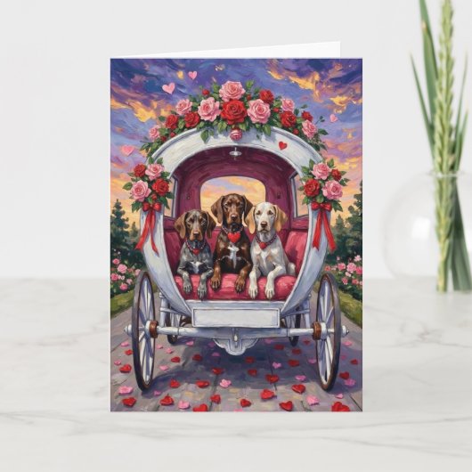 German Shorthaired Pointer  Dog Valentine's Day  カード (正面)