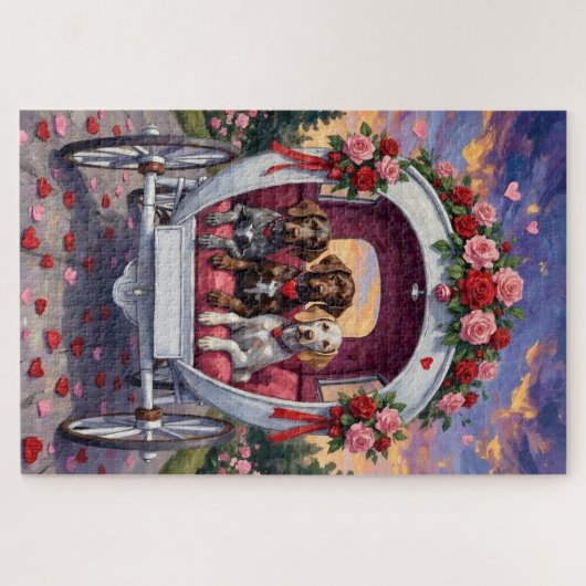 German Shorthaired Pointer Dog Valentine's Day ジグソーパズル (横)