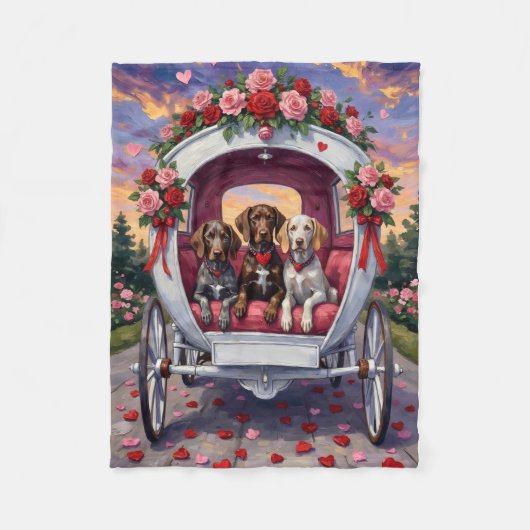 German Shorthaired Pointer  Dog Valentine's Day  フリースブランケット (正面)