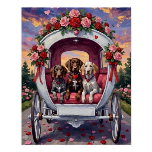 German Shorthaired Pointer Dog Valentine's Day  ポスター (正面)