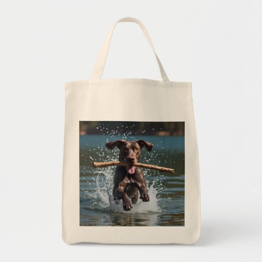 German Shorthaired Pointer Elegant GroceryTote Bag トートバッグ (正面)