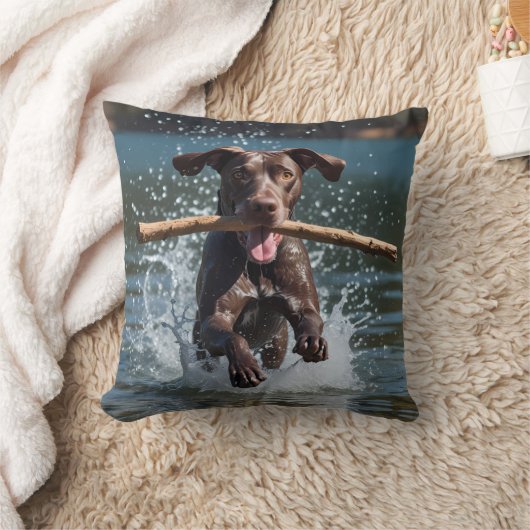 German Shorthaired Pointer Elegant Throw Pillow クッション (ブランケット)