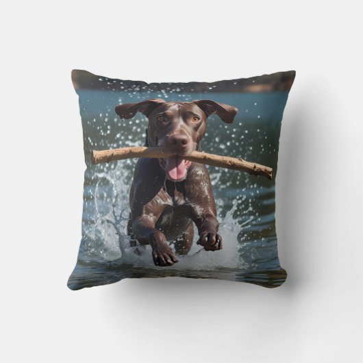German Shorthaired Pointer Elegant Throw Pillow クッション (裏面)
