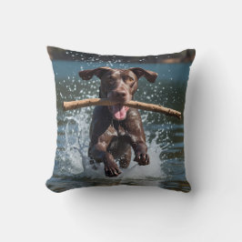 German Shorthaired Pointer Elegant Throw Pillow クッション