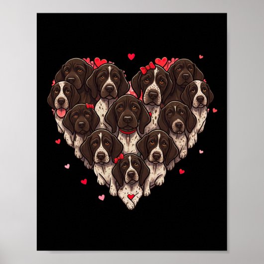 German Shorthaired Pointer Heart Valentine Womens ポスター (正面)