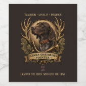 German Shorthaired Pointer, Hunting Horn Art ワインラベル (シングルラベル)