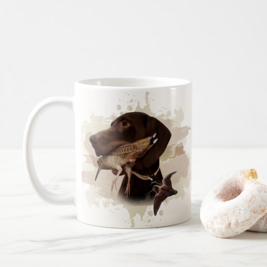 German Shorthaired Pointer,kurzhaar, Tapestry Post コーヒーマグカップ (ドーナツ)