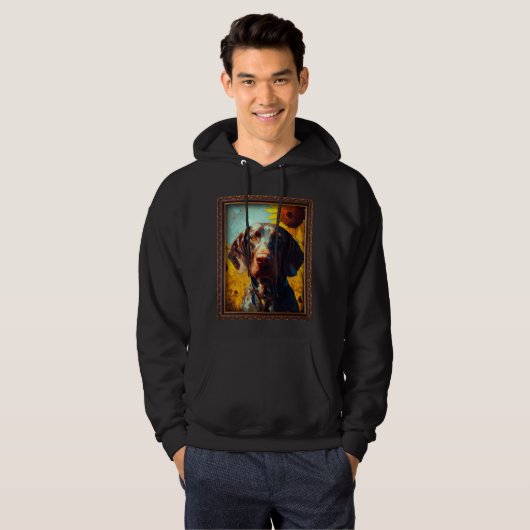 German Shorthaired Pointer Painting Sunflower Flow パーカ (正面フル)