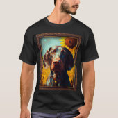 German Shorthaired Pointer Painting Sunflower Flow Tシャツ (正面)