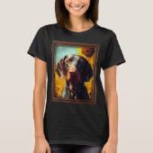 German Shorthaired Pointer Painting Sunflower Flow Tシャツ (正面)