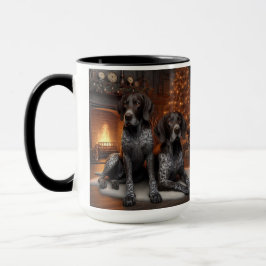German Shorthaired Pointer Pair Christmas Mug Cup マグカップ