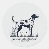 German Shorthaired Pointer Pointing Silhouette ラウンドシール (正面)