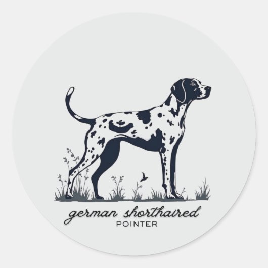 German Shorthaired Pointer Pointing Silhouette ラウンドシール (正面)