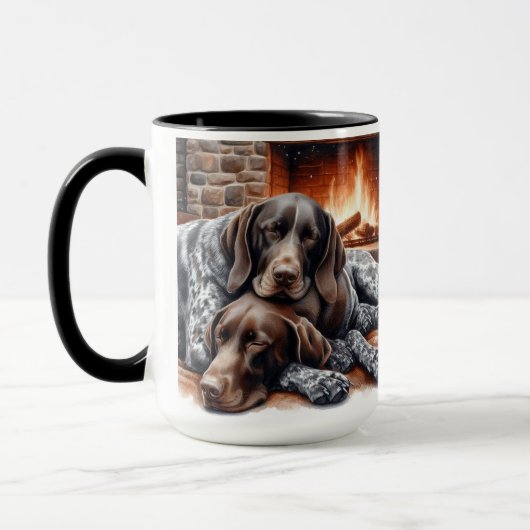 German Shorthaired Pointer Sleeping Christmas Mug マグカップ (左)