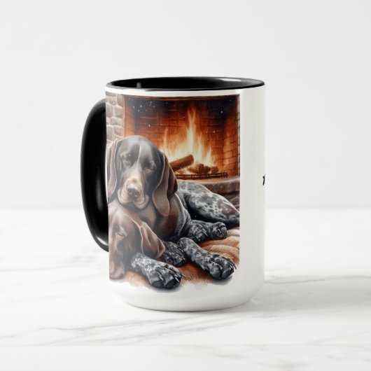 German Shorthaired Pointer Sleeping Christmas Mug マグカップ (正面左)